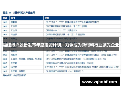 福建浔兴股份发布年度投资计划，力争成为新材料行业领先企业